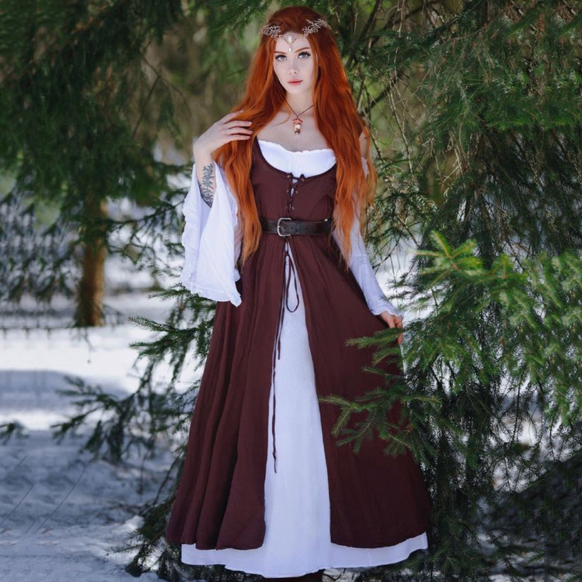 Macie Wiccan Medieval Set 2 Pieces Outfit Maxi Dress The