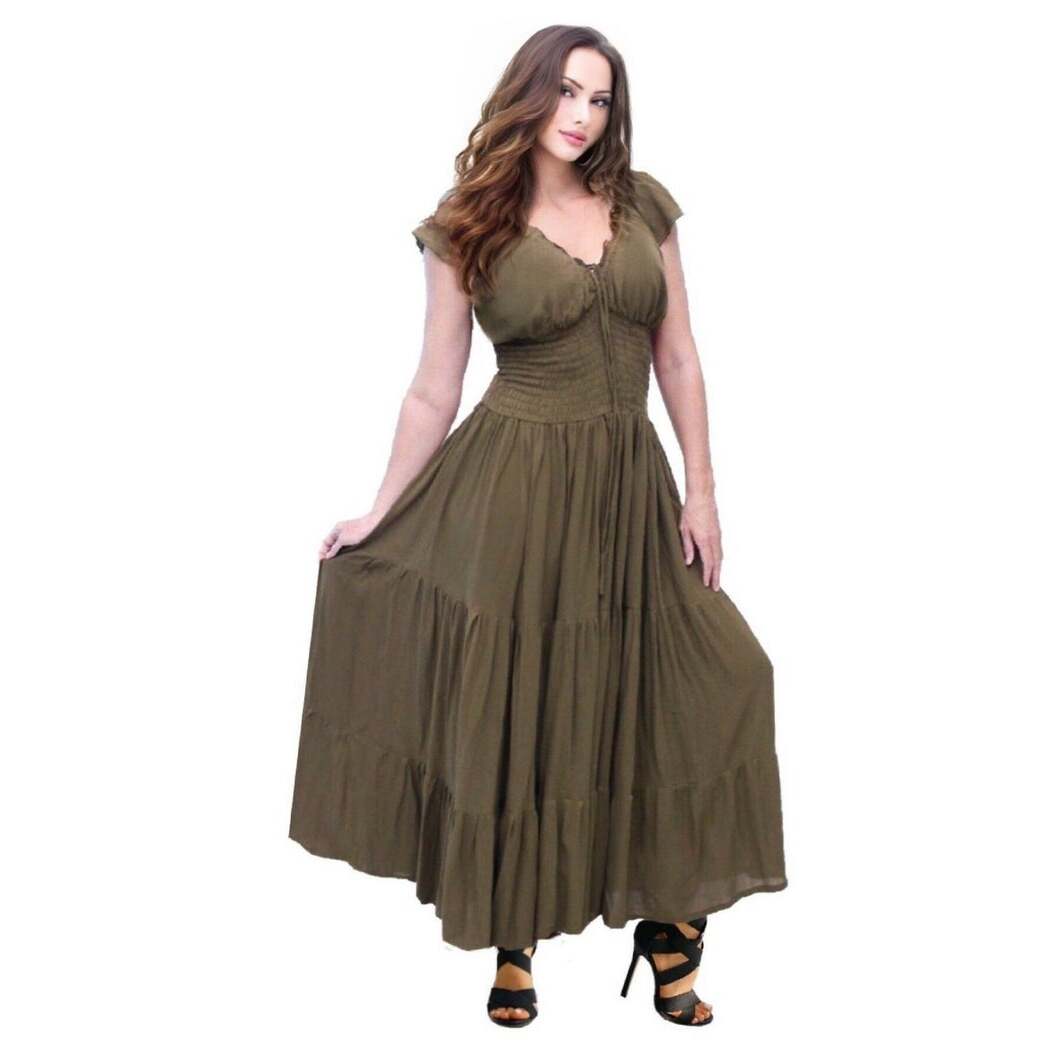 Liliana Rayon Crinkle Smocked Tiers Bohemian Maxi Dress - The Bohemian Closet