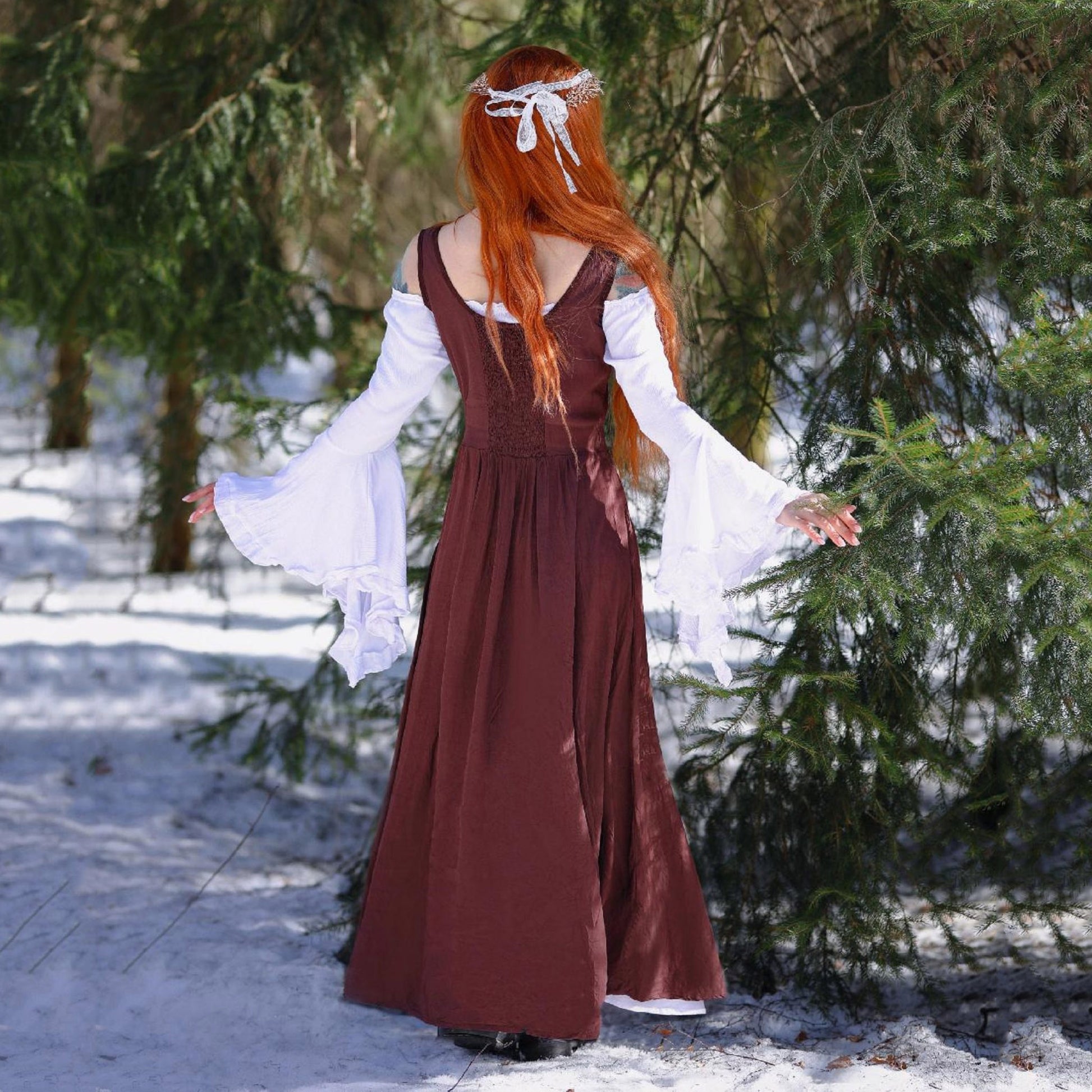 Macie Wiccan Medieval Set 2 Pieces Outfit Maxi Dress - The Bohemian Closet