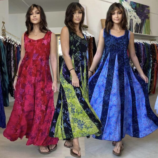 Olivia Insets Batik Cottagecore Boho Maxi Long Dress