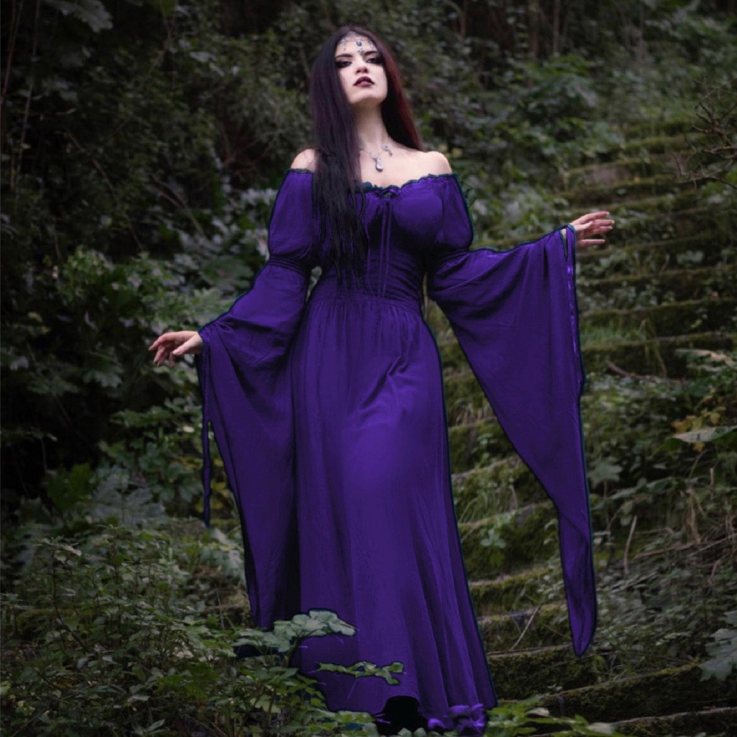 Helena Renaissance Flowing Sleeve Romantic Maxi Dress, Dress - The Bohemian Closet