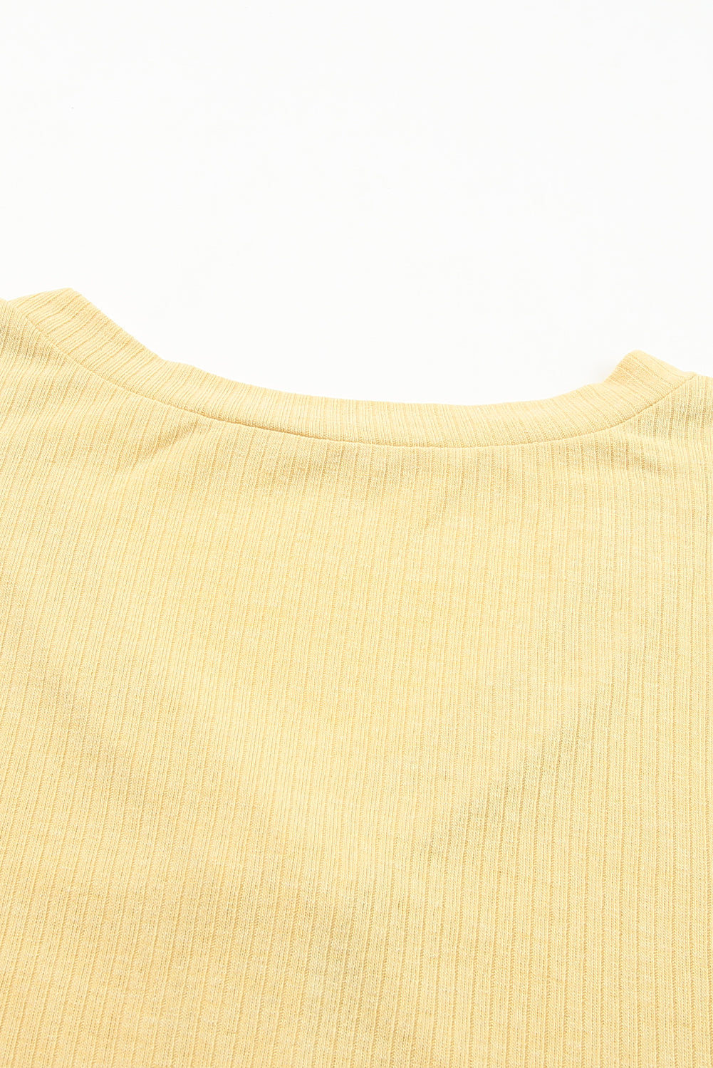 Yellow Plus Size Ribbed Long Sleeve Pocketed Henley Dress