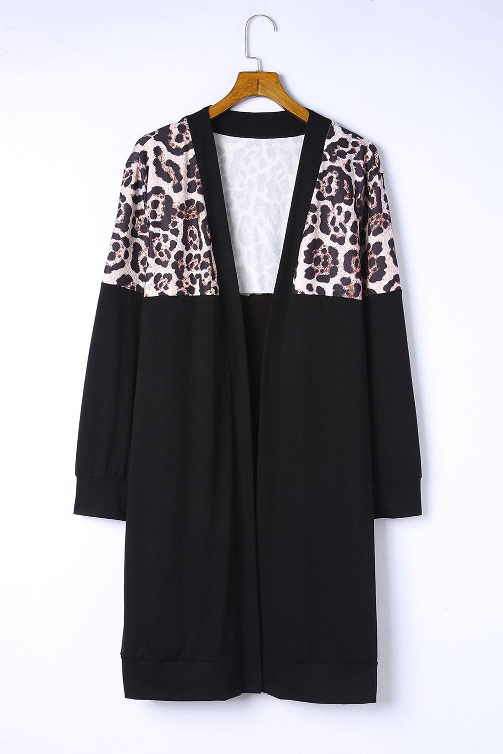 Violeta Black Leopard Detail Plus Size Cardigan