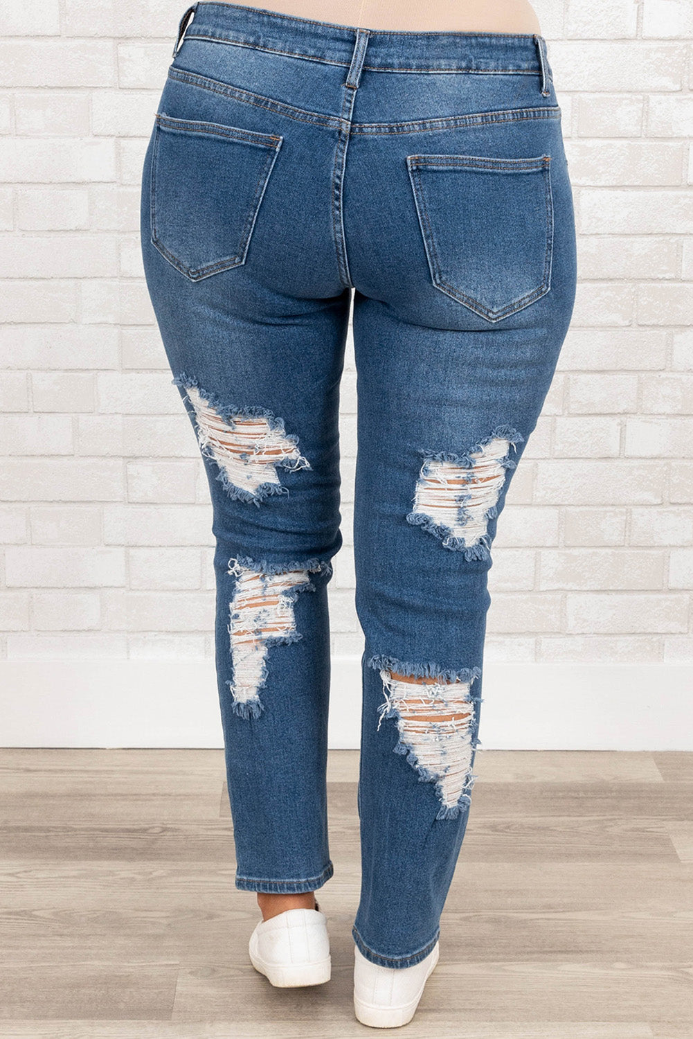 Lara Blue Distressed Ripped Skinny Jeans - The Bohemian Closet