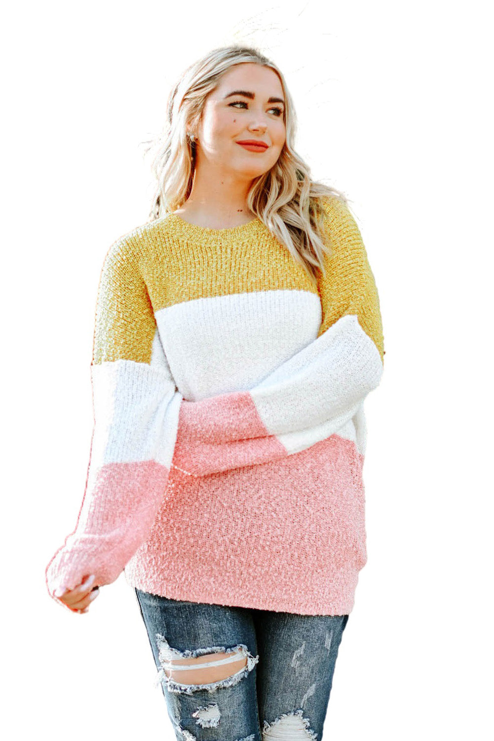 Lillie Yellow Colorblock Bubble Sleeve Sweater - The Bohemian Closet