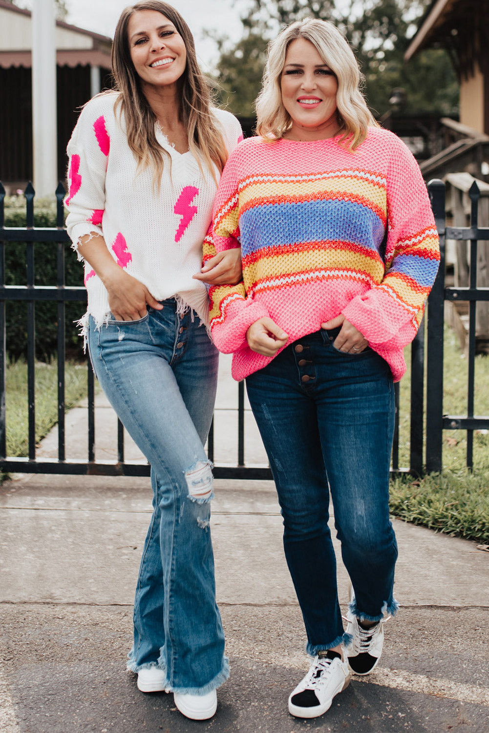 Pearl Pink Plus Size Stripe Oversized Sweater - The Bohemian Closet