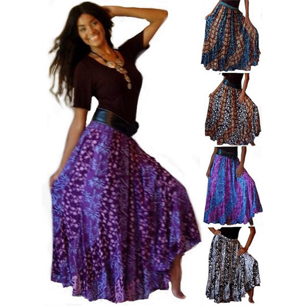 Miriam Batik Print Ruffle Gypsy Maxi Skirt - The Bohemian Closet