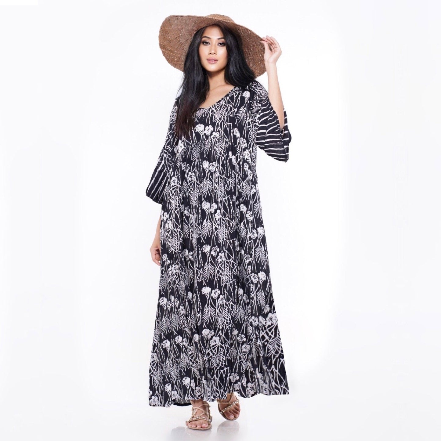Mariana Bali Batik Empire Baby Doll Maxi Dress - The Bohemian Closet