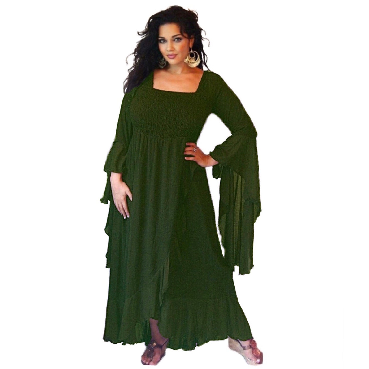 Ariya Ruffle Wrap Dress with Waterfall Sleeves - The Bohemian Closet