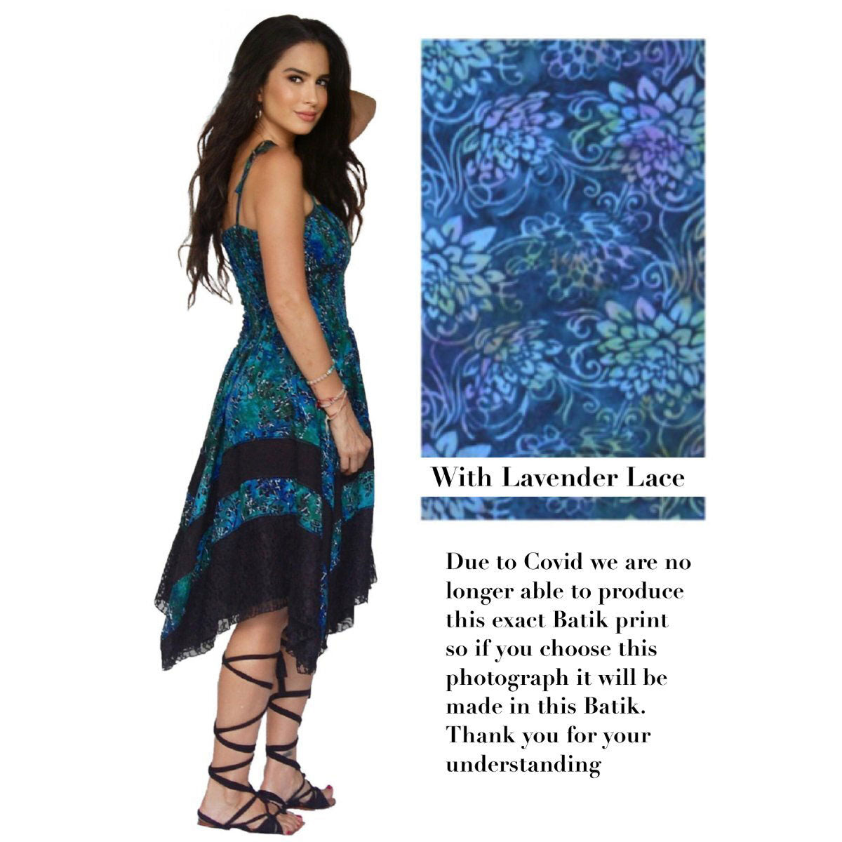 Imani Asymmetrical Batik Combination Lace Short Dress - The Bohemian Closet