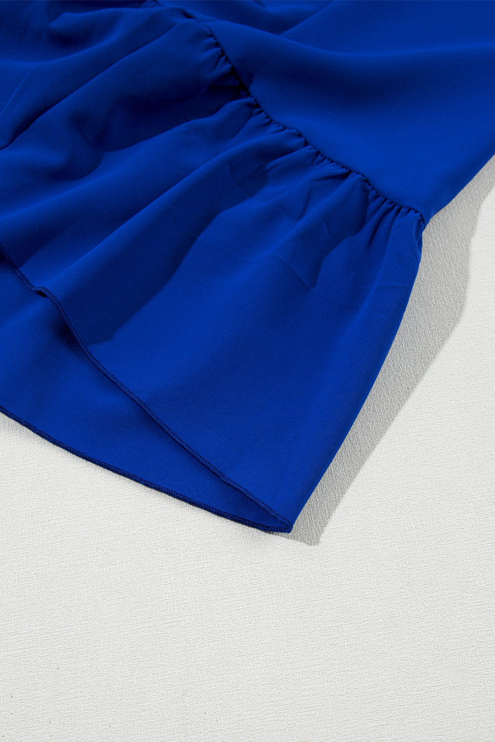 Dark Blue Shirred Ruffled Square Neck Plus Size Mini Dress