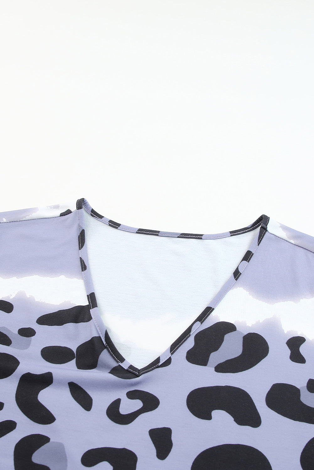 Halle Leopard Color Block V Neck T Shirt Dress - The Bohemian Closet