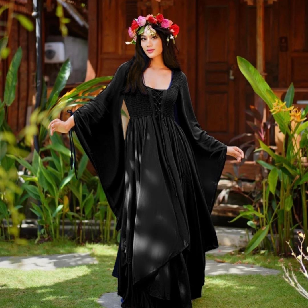 Araceli Renaissance Smocked Bodice Lace Up Maxi Dress - The Bohemian Closet