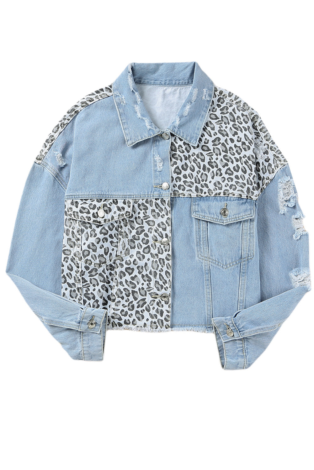 SKY AND SPARROW Ripped Crop Womens Denim Jacket - WHITE | Tillys