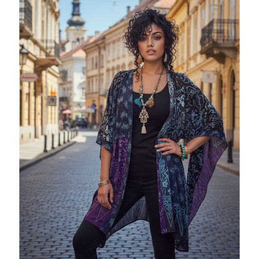 Amelia Batik Patch Gauzy Jacket - The Bohemian Closet