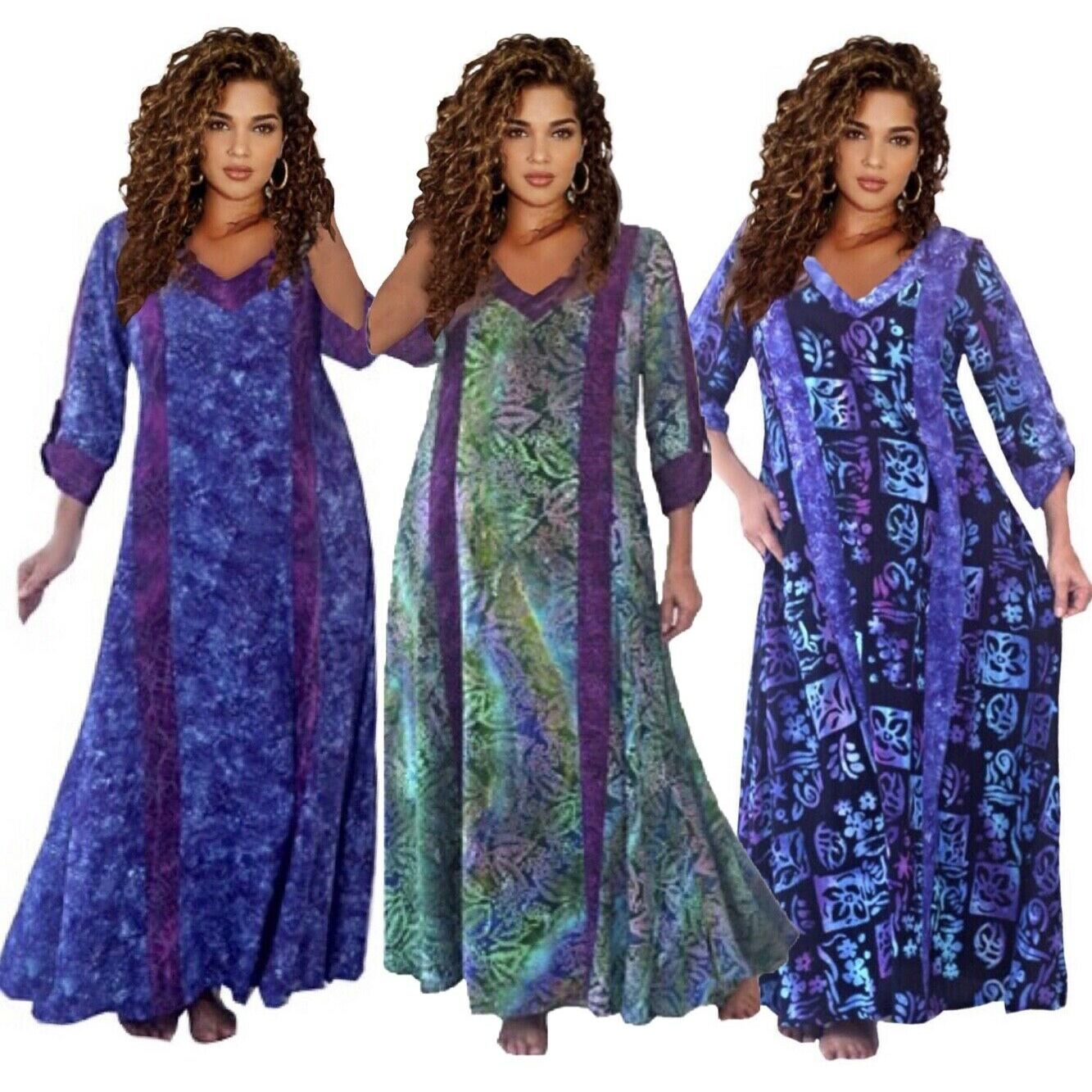 Genevieve  Deep Pockets Quality Batik Caftan Maxi Dress - The Bohemian Closet