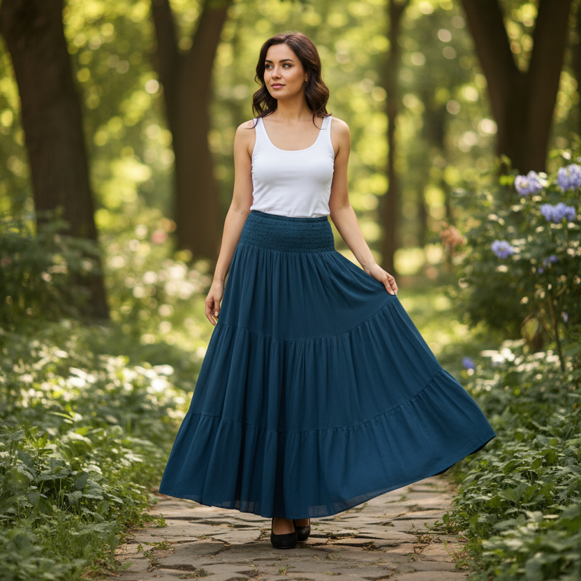 Evie Flattering Maxi Tiered Skirt