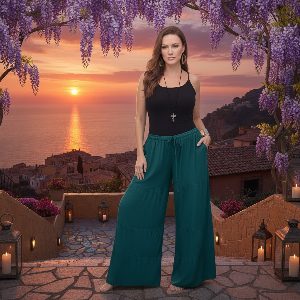 Alicia Stunning Ruffled Tiers Pants - The Bohemian Closet