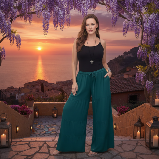 Alicia Stunning Ruffled Tiers Pants - The Bohemian Closet