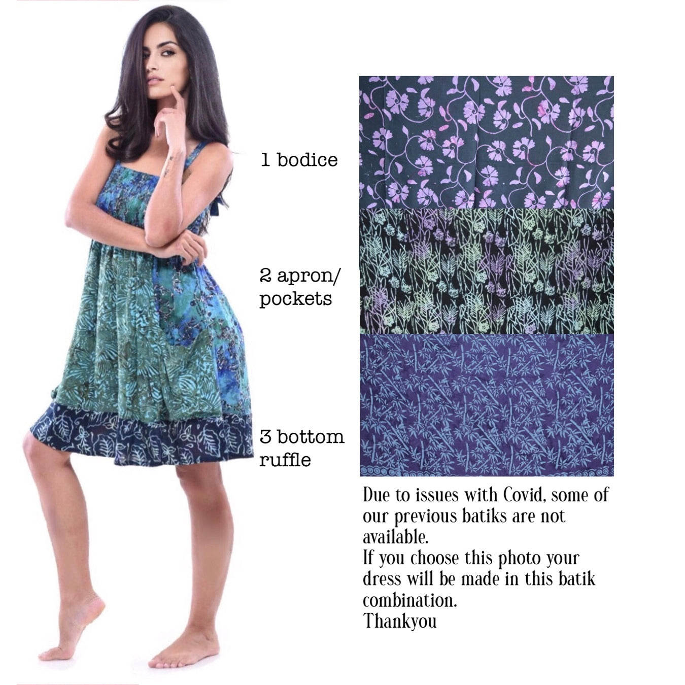 Zariah Patched Batik Smocked Bust Pockets Short Dress - The Bohemian Closet