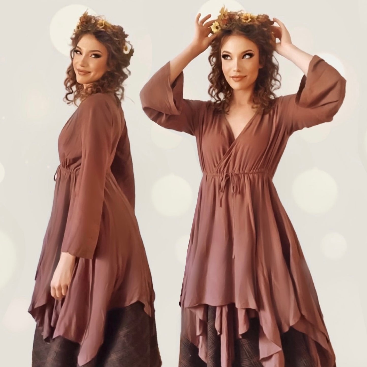 Scarlette V Neckline Asymmetrical Long Sleeve Boho Blouse - The Bohemian Closet