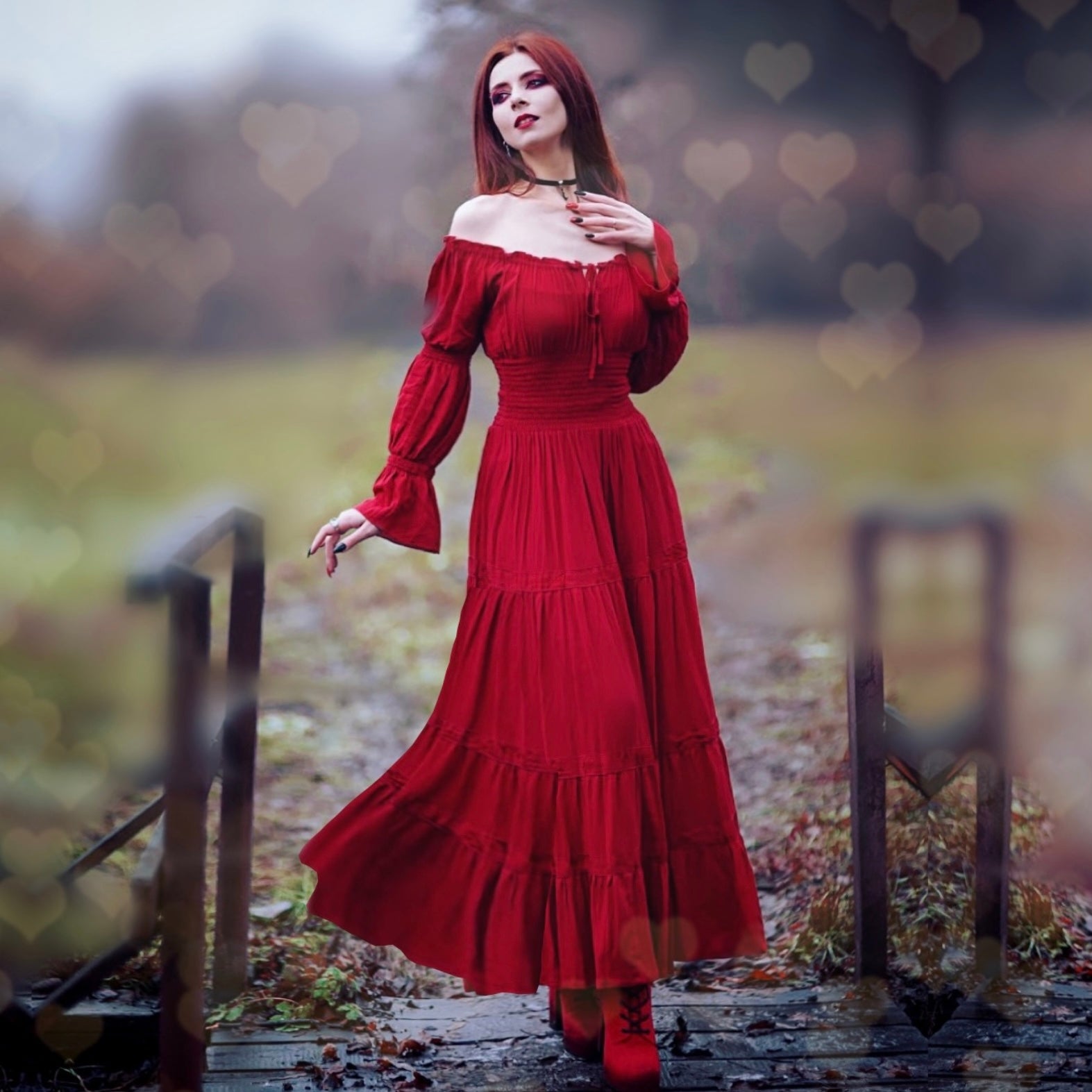 Amaris Gypsy Ruffle Cottagecore Peasant Maxi Dress - The Bohemian Closet