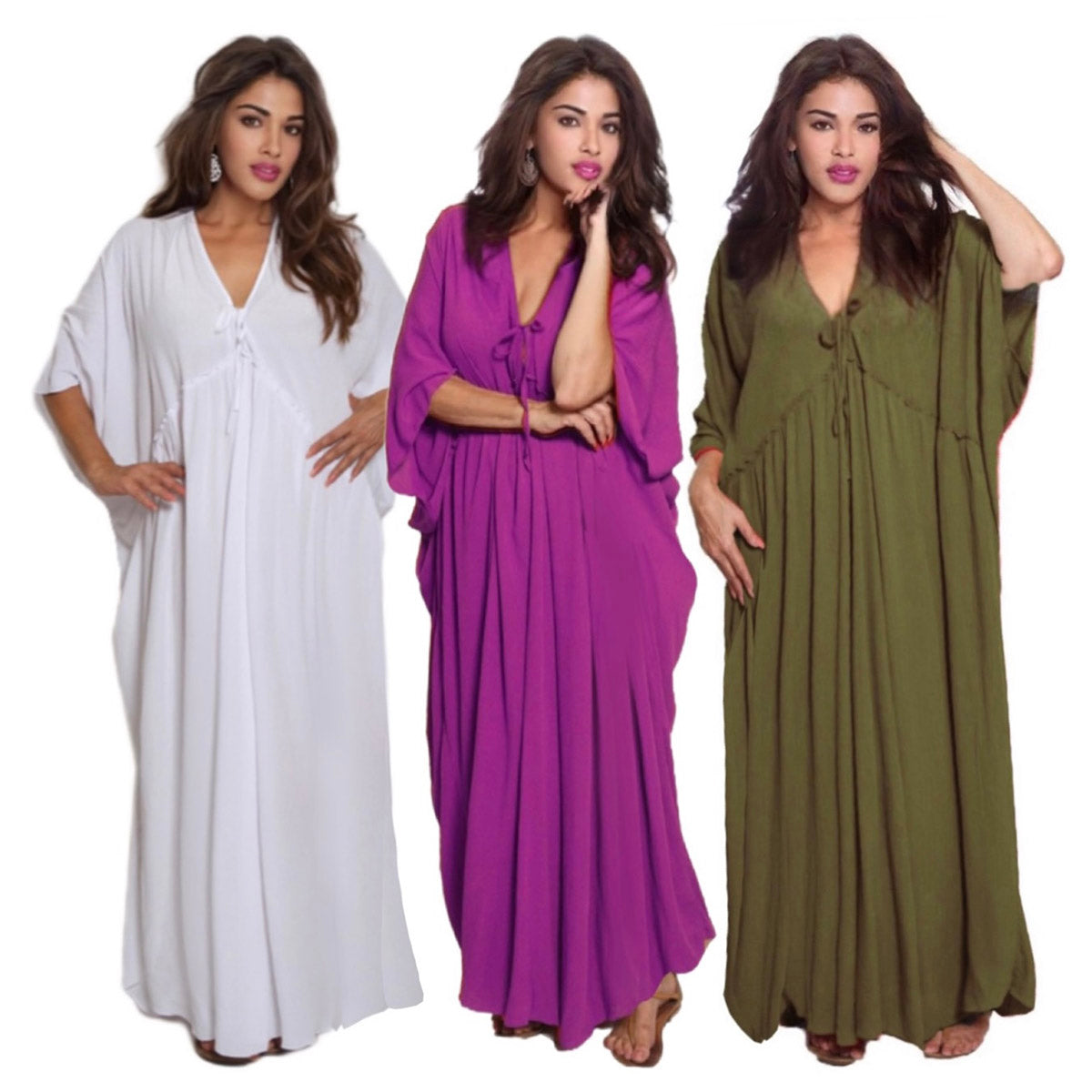 June Lounge Abaya Rayon Crinkle Boho Caftan Dress - The Bohemian Closet