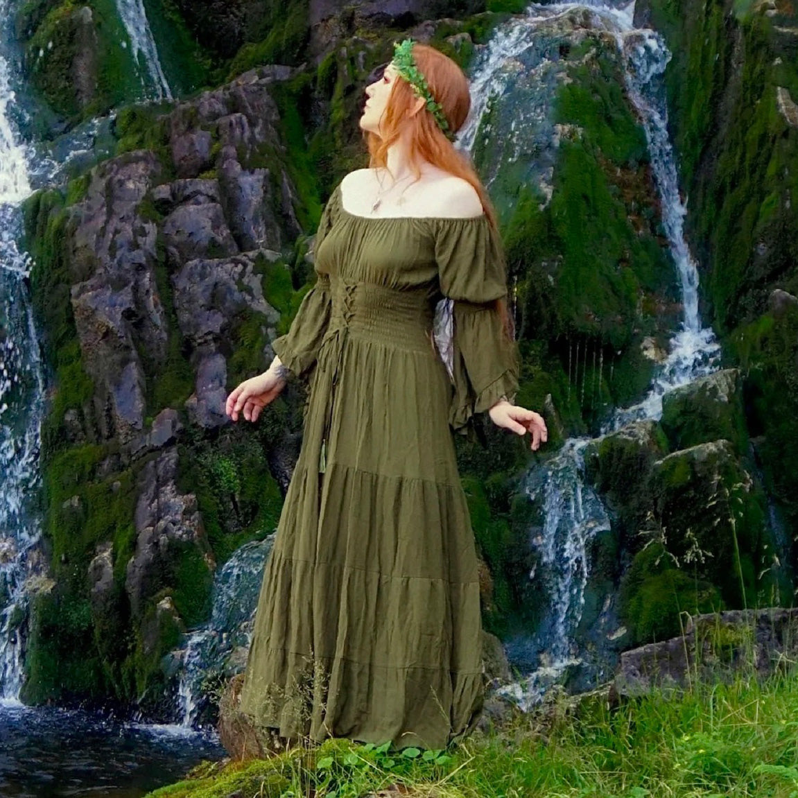 Leona CottageGoth On Off Shoulder Corset Dress - The Bohemian Closet