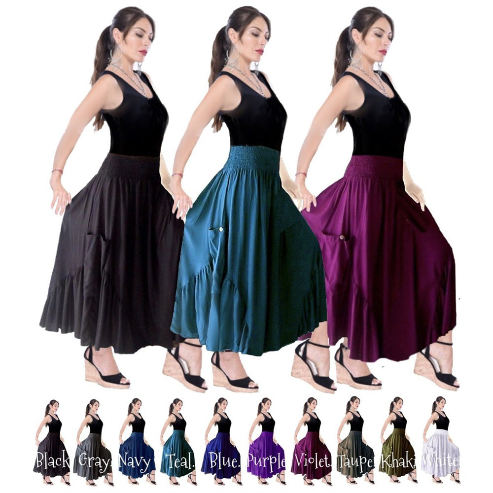 Amira Ruffle Skirt Dress with Button Detail Pockets - The Bohemian Closet