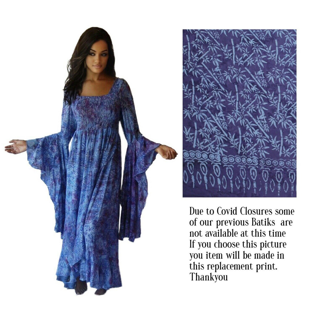 Marlee Ruffle Batik Empire Waist Wrap Maxi Dress - The Bohemian Closet