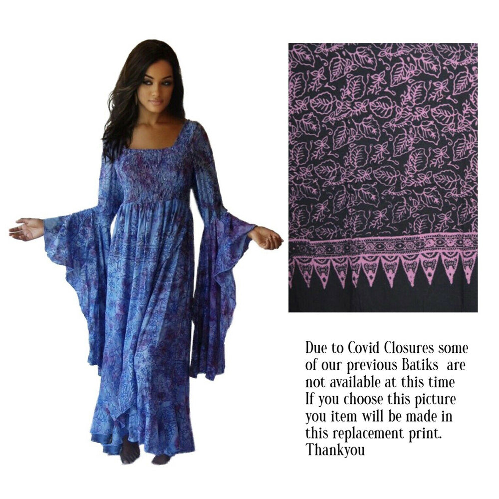 Marlee Ruffle Batik Empire Waist Wrap Maxi Dress - The Bohemian Closet