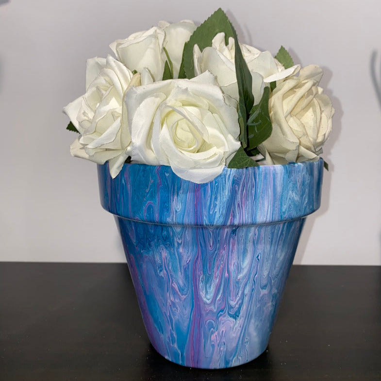 Hand painted pot - Indoor planter- flower pot - plant decor -17cm - The Bohemian Closet