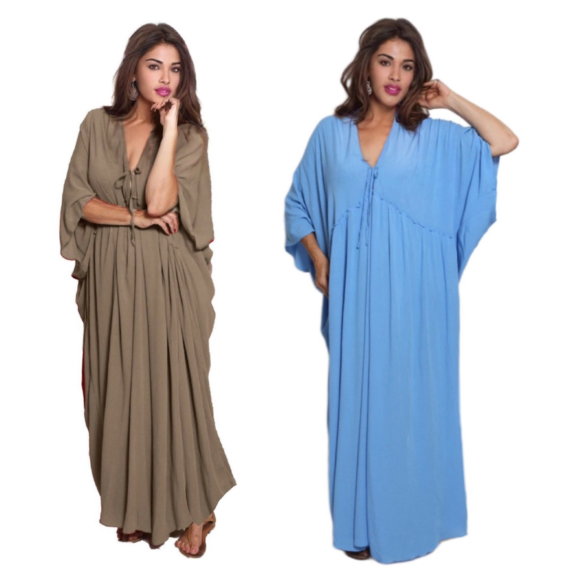 June Lounge Abaya Rayon Crinkle Boho Caftan Dress - The Bohemian Closet