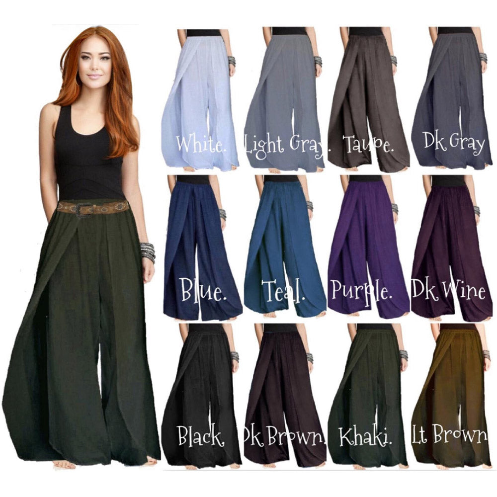 Kaylee Stunning Layered Faux Wrap Elastic Waist Pants - The Bohemian Closet