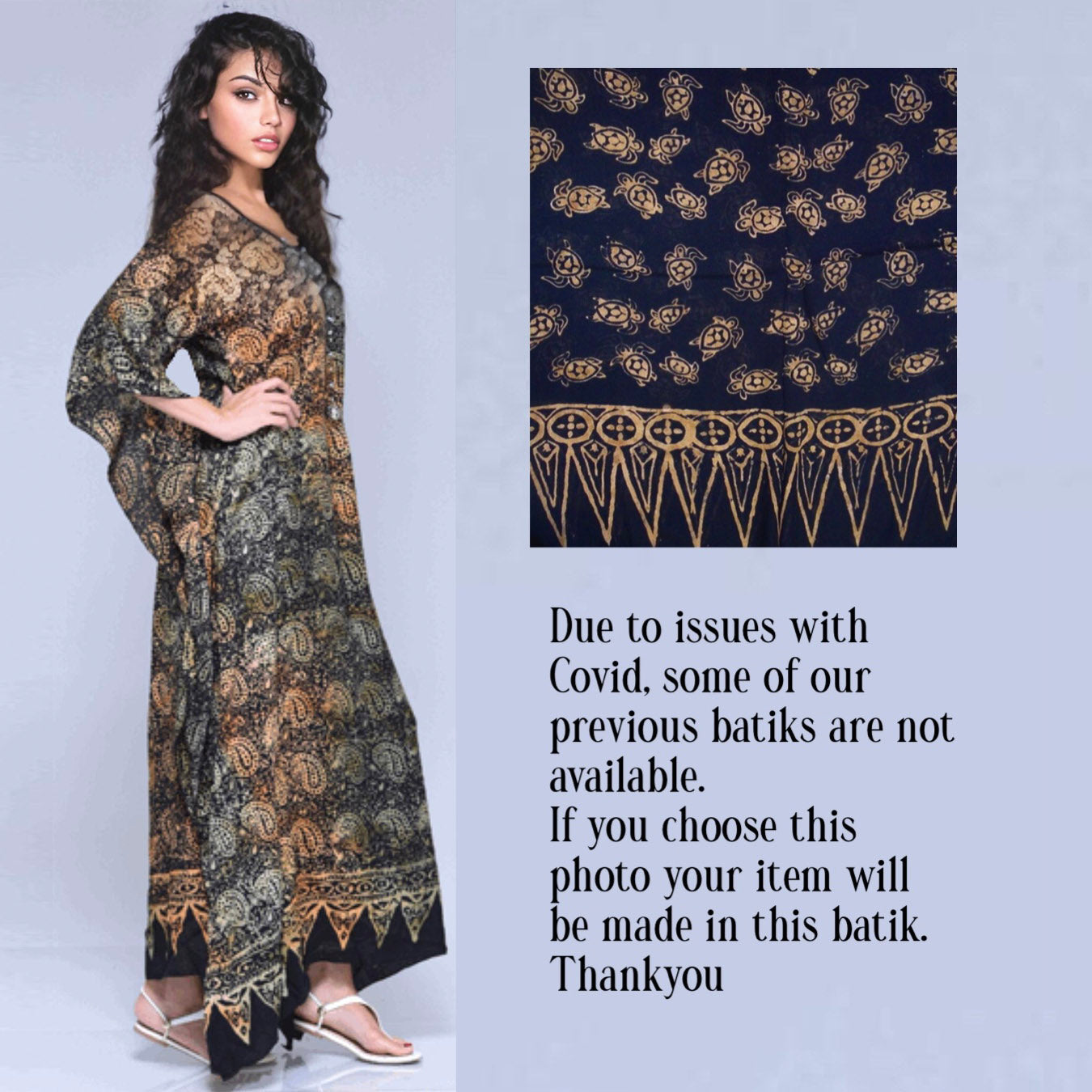 Alicia Gauzy Batik Flattering Caftan Boho Maxi Dress - The Bohemian Closet