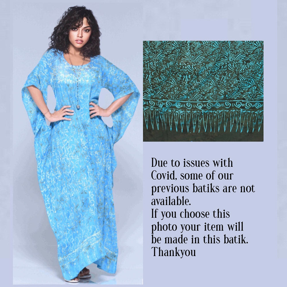 Vanessa Maxi Boho Dress Caftan – Gauzy Batik Figure Flattering - The Bohemian Closet