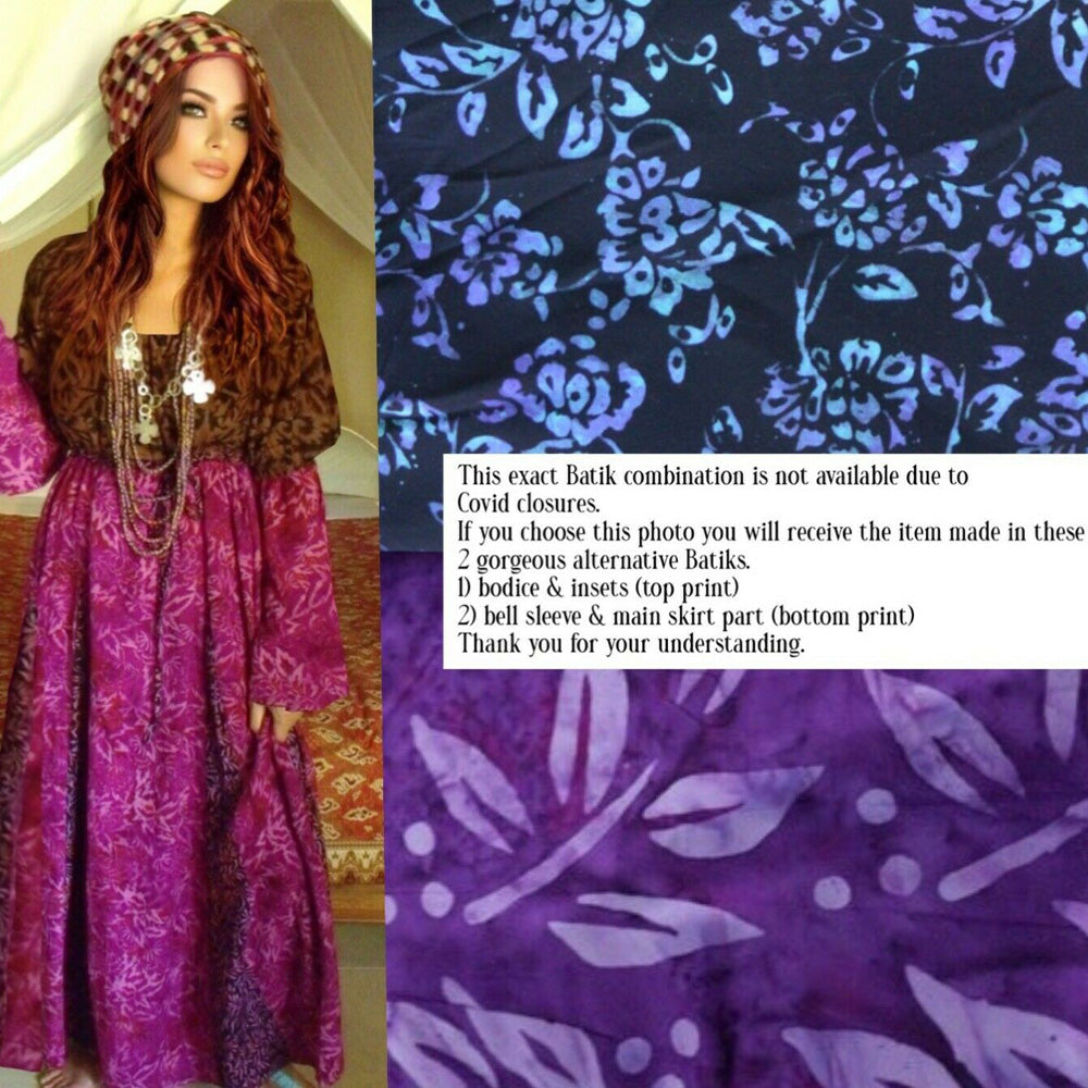 Kayleigh Gypsy Dress Batik Empire Maxi Dress - The Bohemian Closet