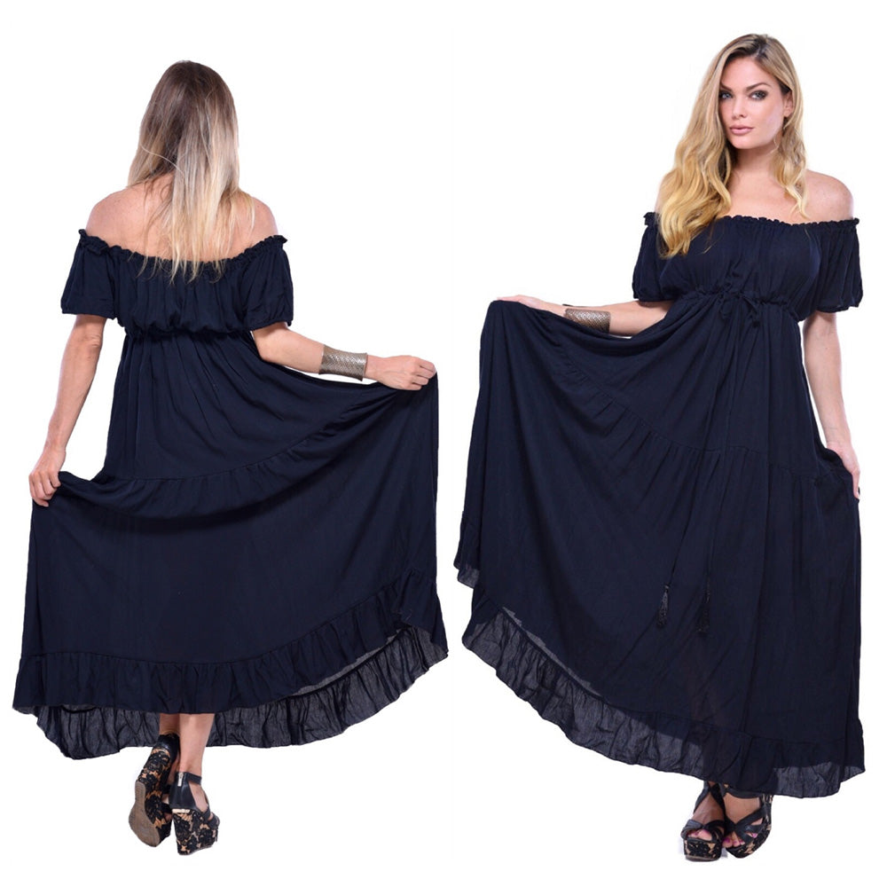 Nayeli Ruffled Short Sleeve Empire Waist Maxi Dress - The Bohemian Closet