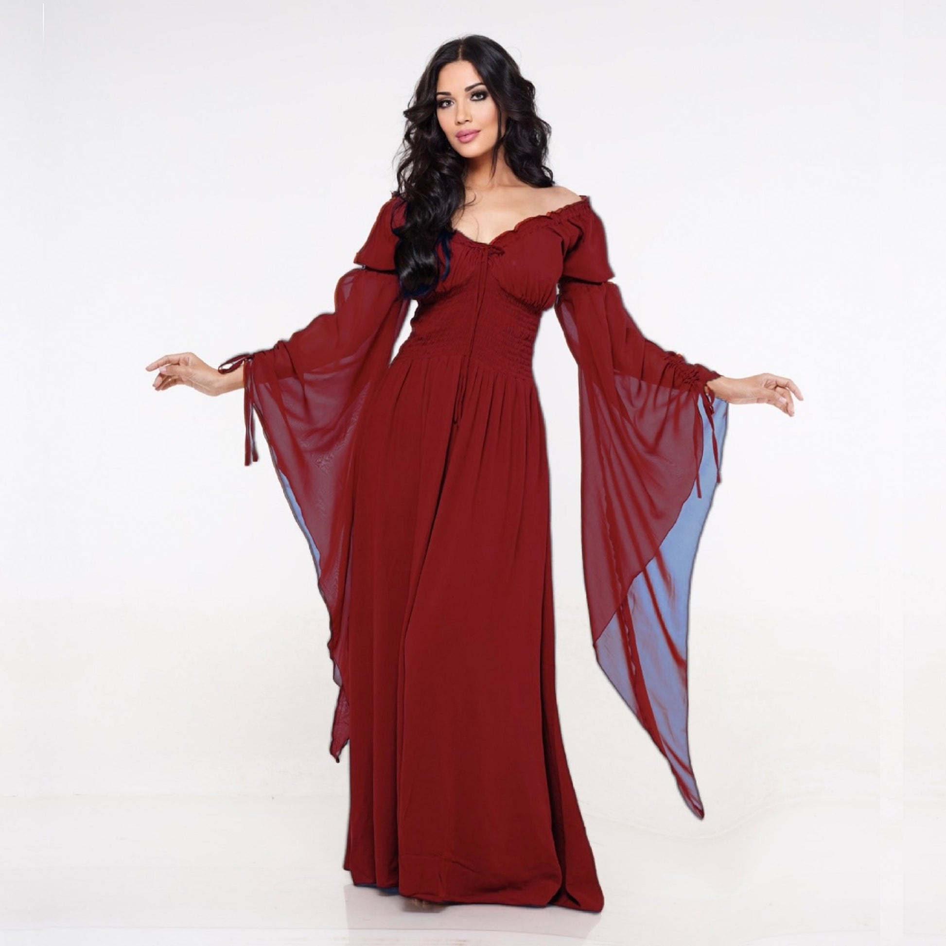 Clarissa Flowing Sleeve Renaissance Romantic Maxi Dress - The Bohemian Closet