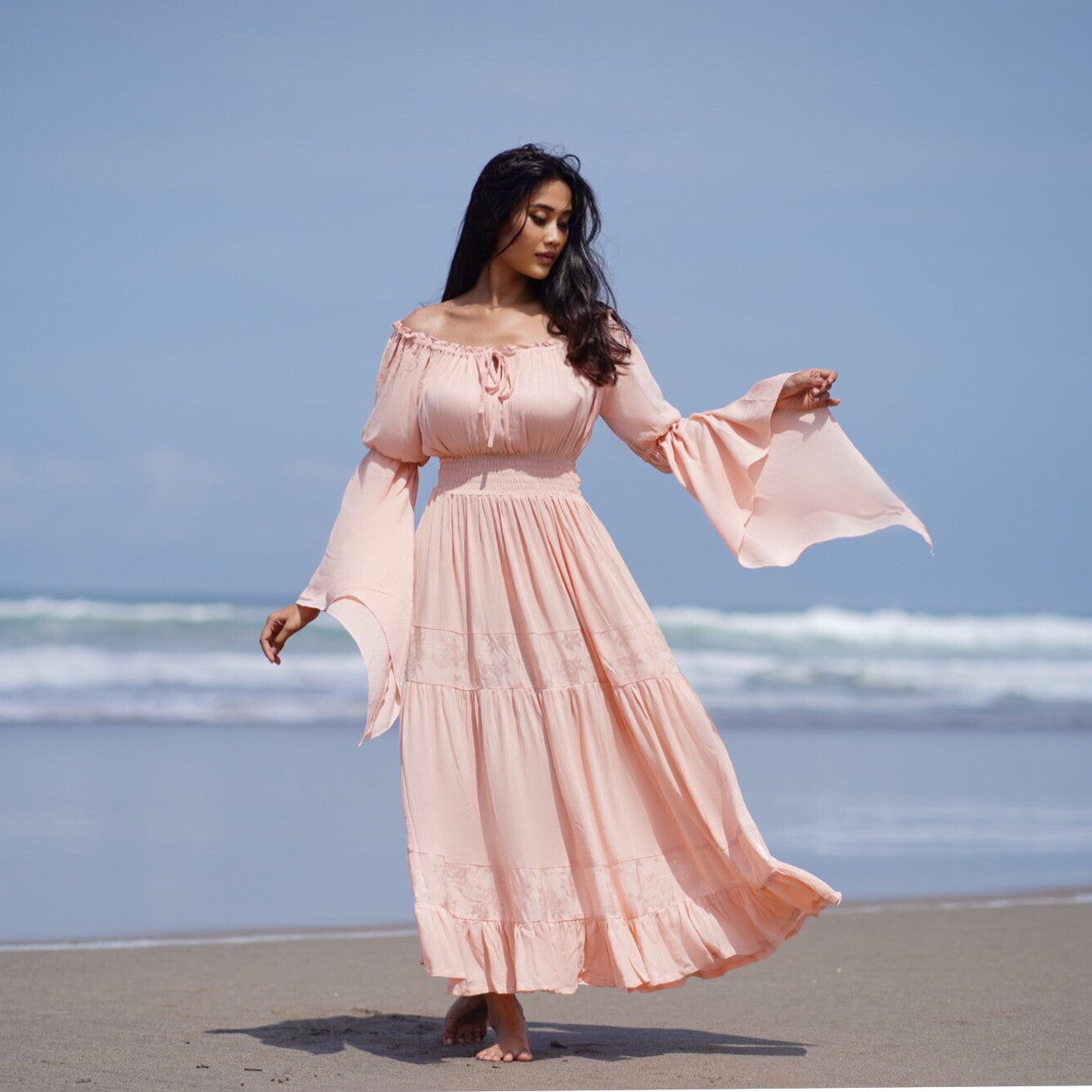 Ailani Elasticized Waist Renaissance Cottagecore Dress | The Bohemian Closet Ailani Elasticized Waist Renaissance Cottagecore Dress | The Bohemian Closet
