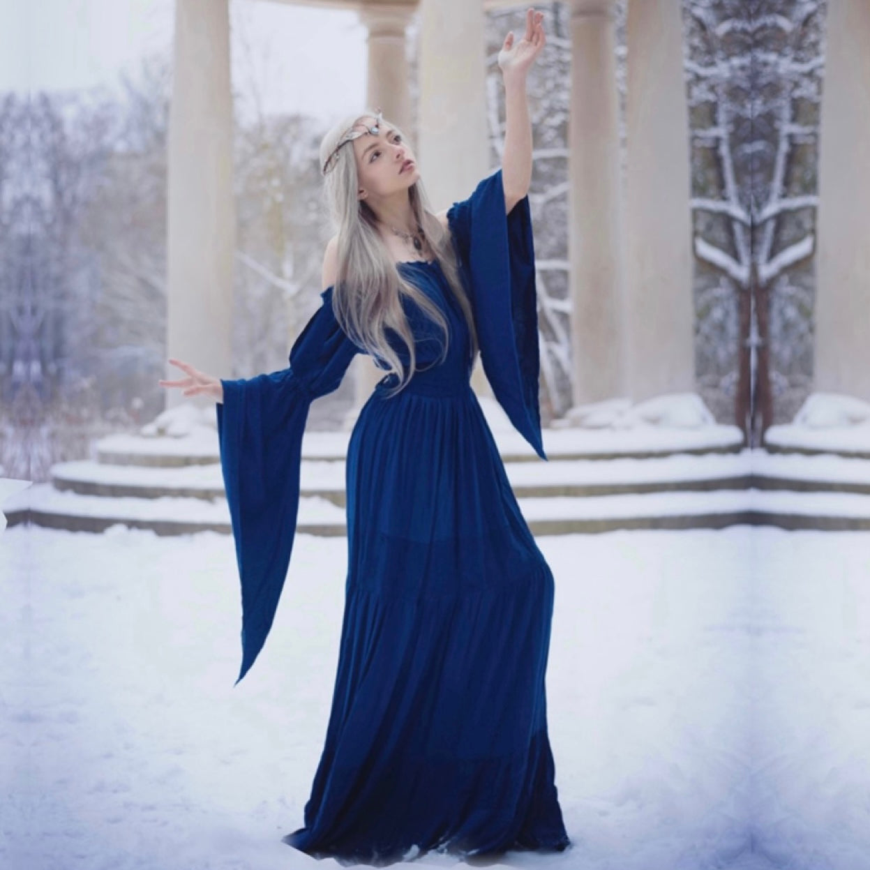 Ailani Elasticized Waist Renaissance Cottagecore Dress - The Bohemian Closet