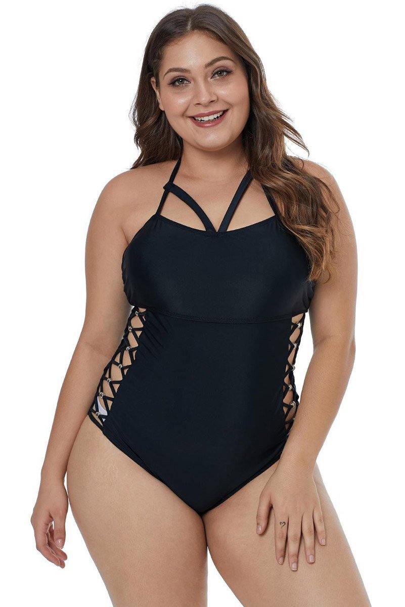 Isabelle Crisscross Hollow-out Side Maillot Black Swimsuit - The Bohemian Closet