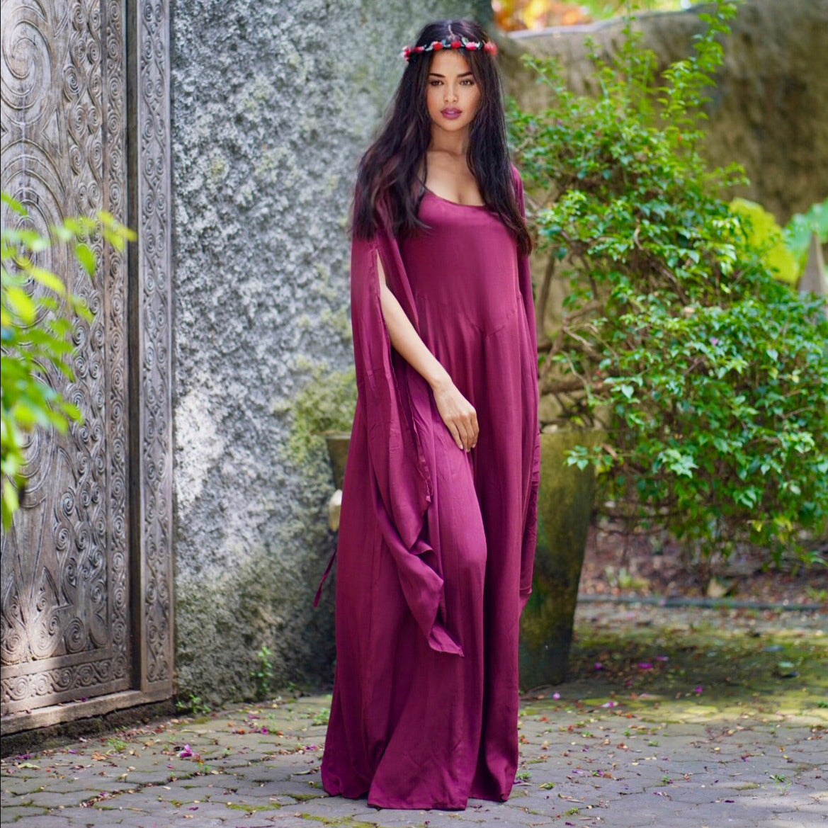 Carrie Bohemian Maxi Dress Cottagegoth Renaissance Flowing Sleeve - The Bohemian Closet