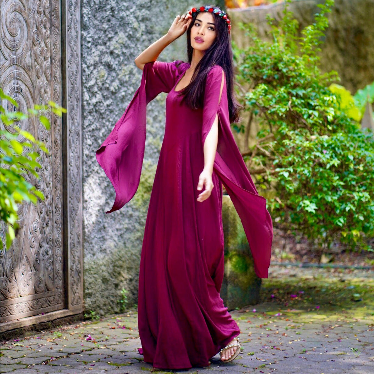 Carrie Bohemian Maxi Dress Cottagegoth Renaissance Flowing Sleeve - The Bohemian Closet