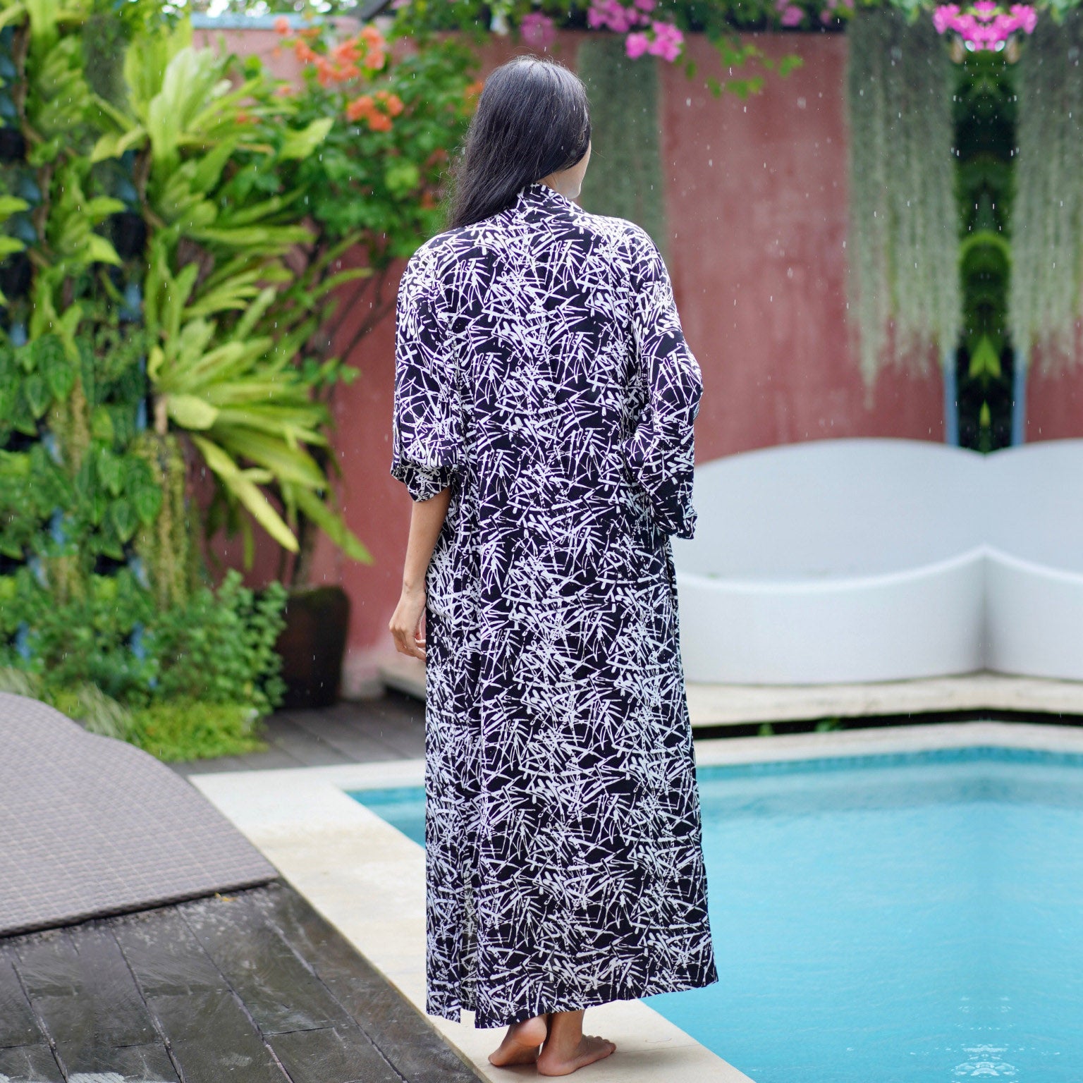 Aimee Knee Length Vertical Patch Gypsy Batik Kimono Jacket