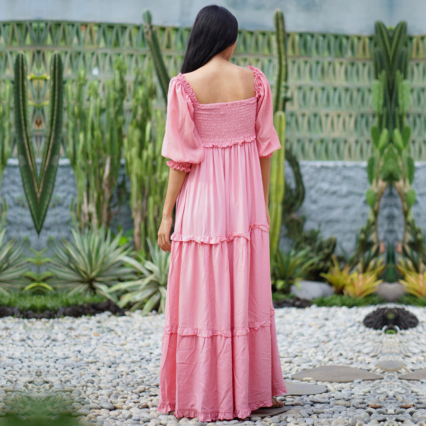 Elastic waist maxi dress on sale