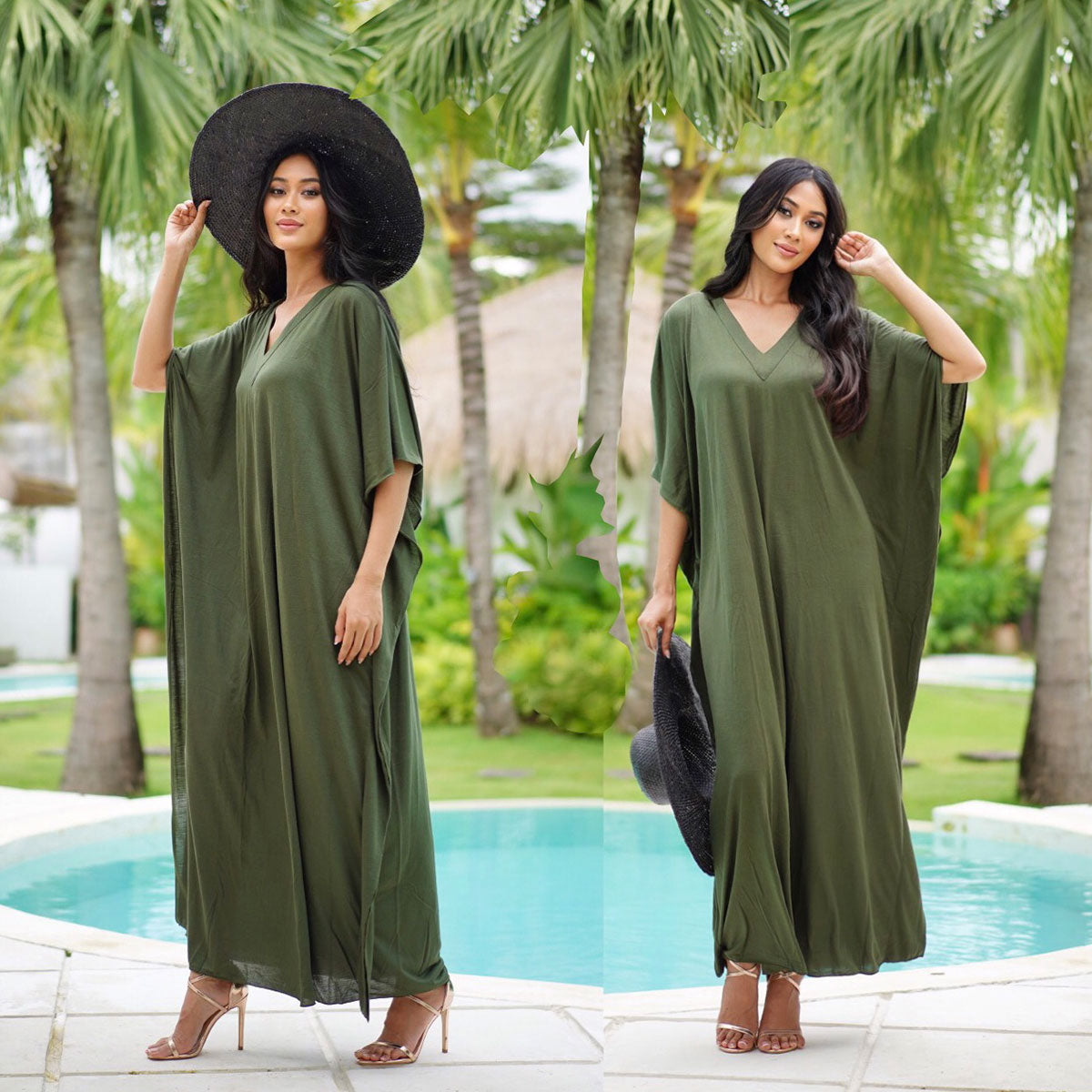 Angela Kaftan Dress Stretched Jersey Caftan Resort Wear Oversize Vacation - The Bohemian Closet