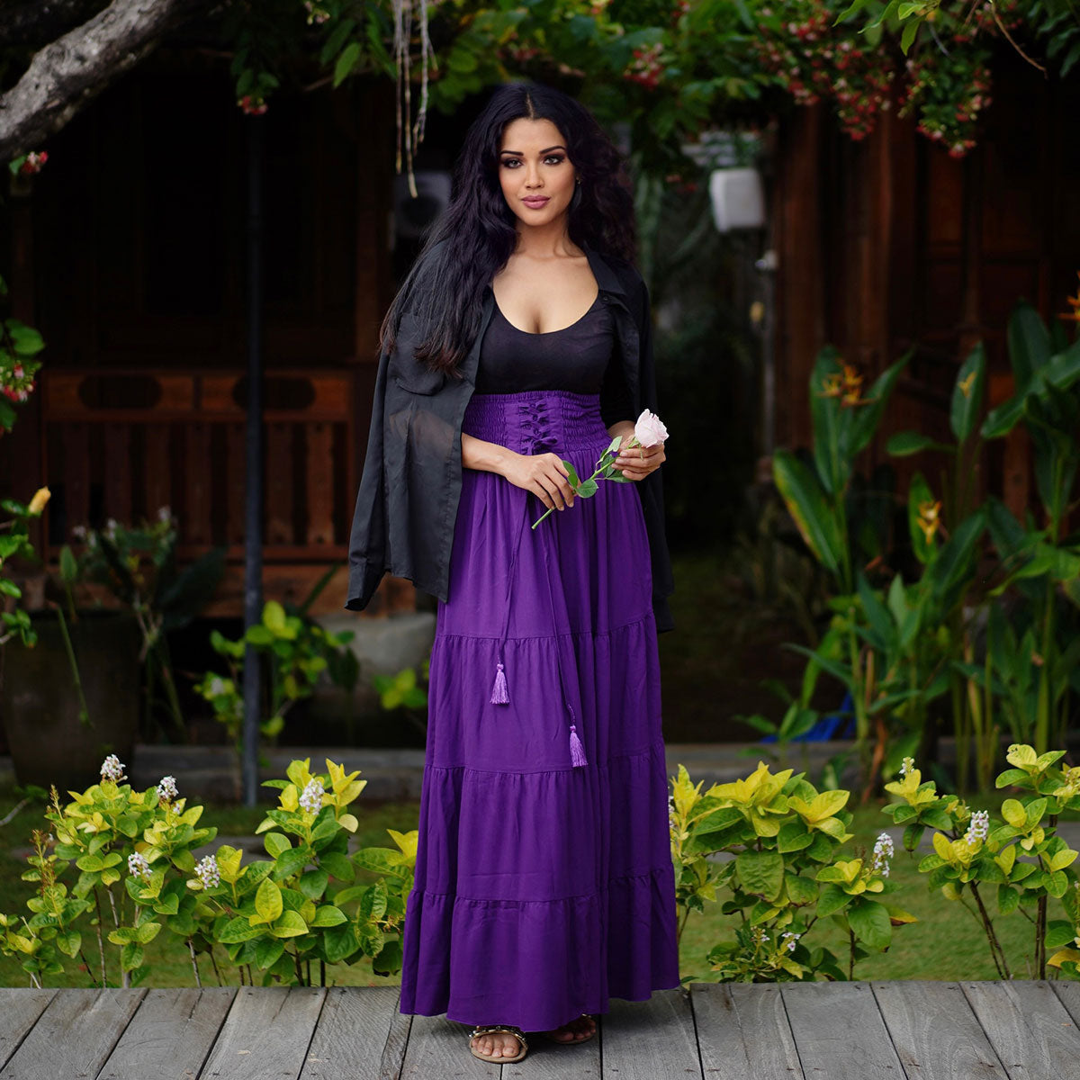 Plus size outlet purple maxi skirt