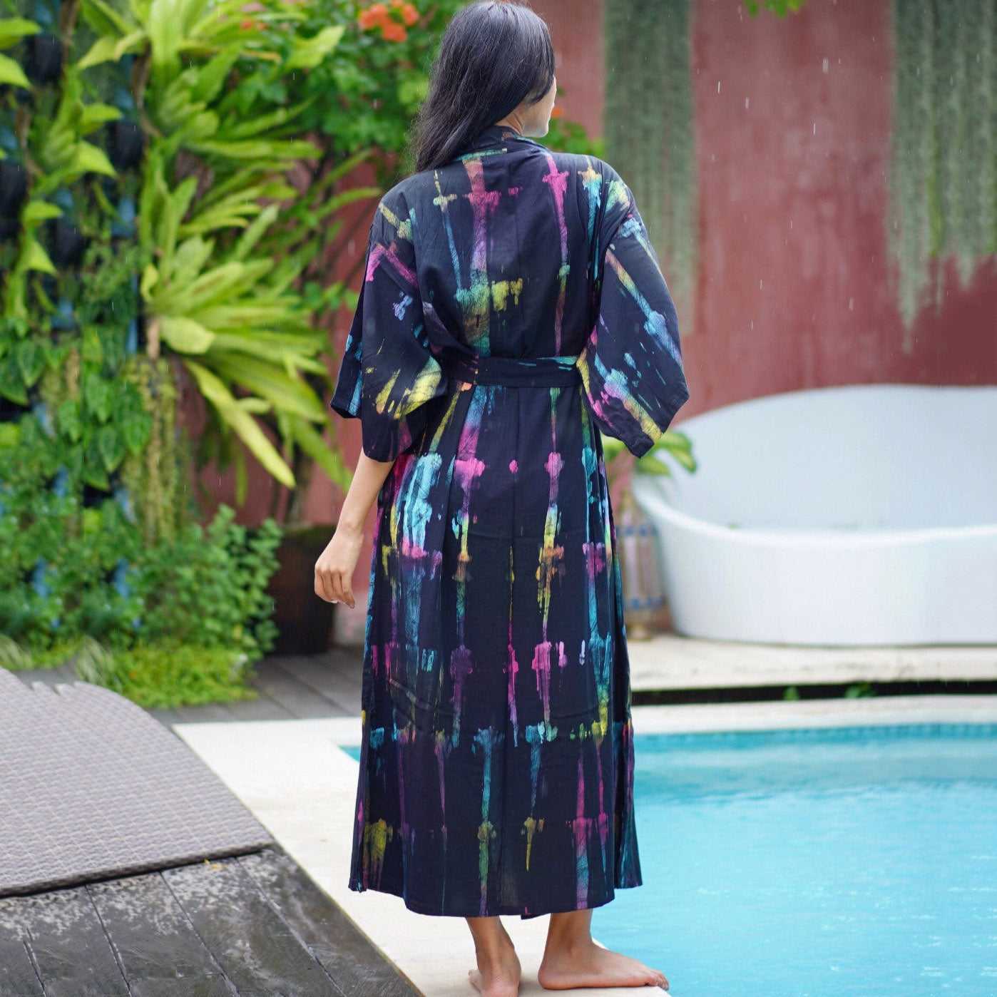 Mariah Bohemian Batik Kimono Belted Robe Jacket - The Bohemian Closet