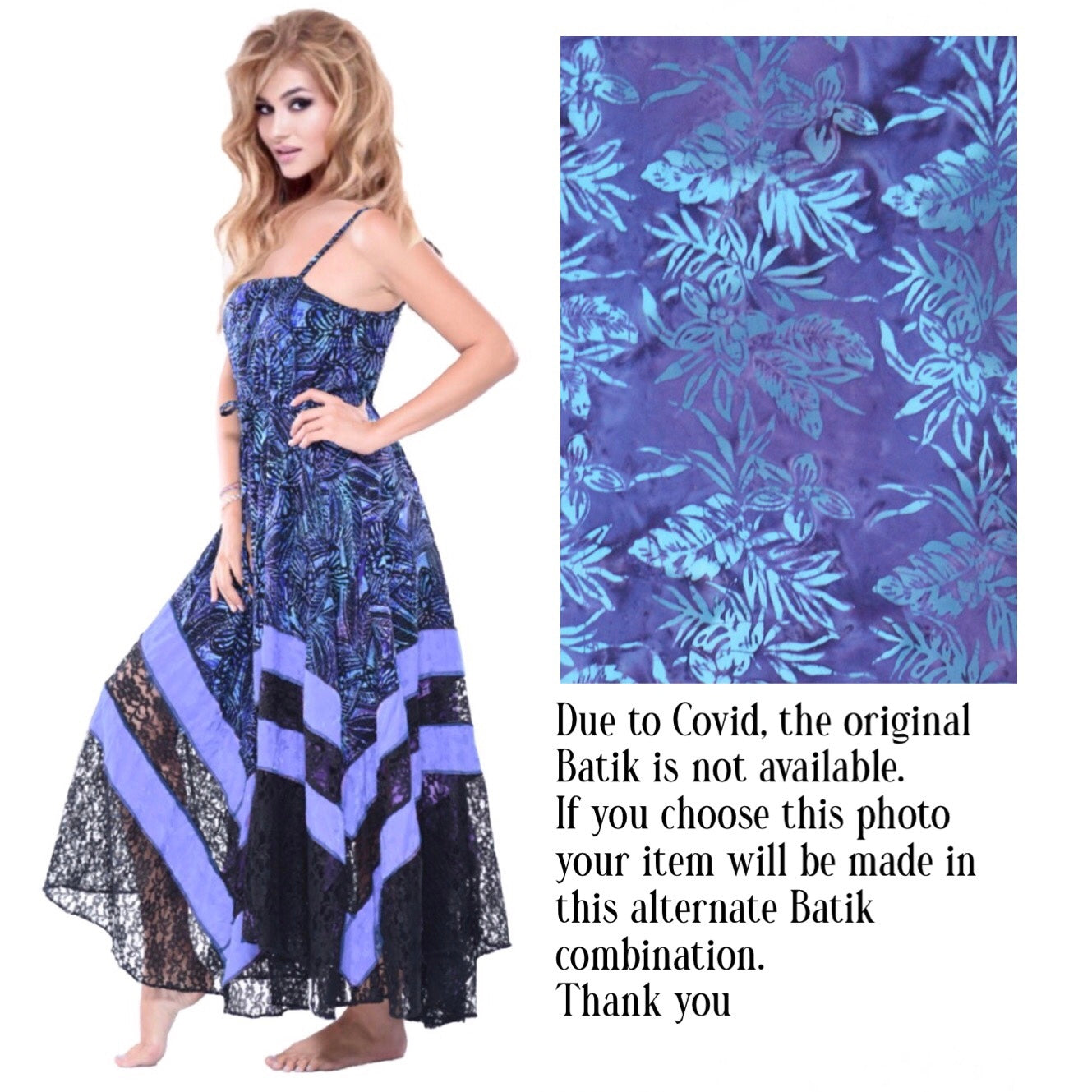 Ryleigh Beautiful Boho Batik Lace Maxi Dress - The Bohemian Closet